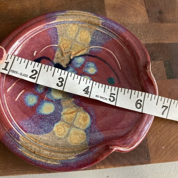 Trinket Dish Spoon Rest Studio Art Pottery Clay Handcrafted Glazed Artist Signed - Picture 5 of 6